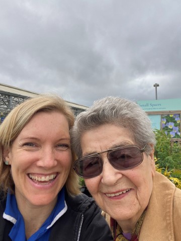 Nina with Bex, her carer, looking very pleased with their choice.