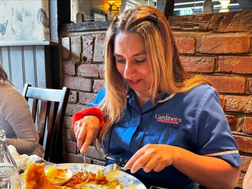 Care Worker Naila enjoying her meal